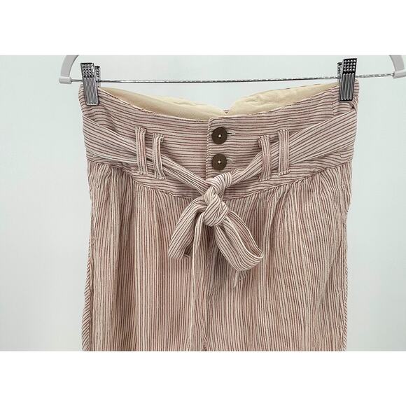 Free People Harem Pants Textured High Waist 0 Summer Beach Crop Nautical Stripes - Picture 8 of 16
